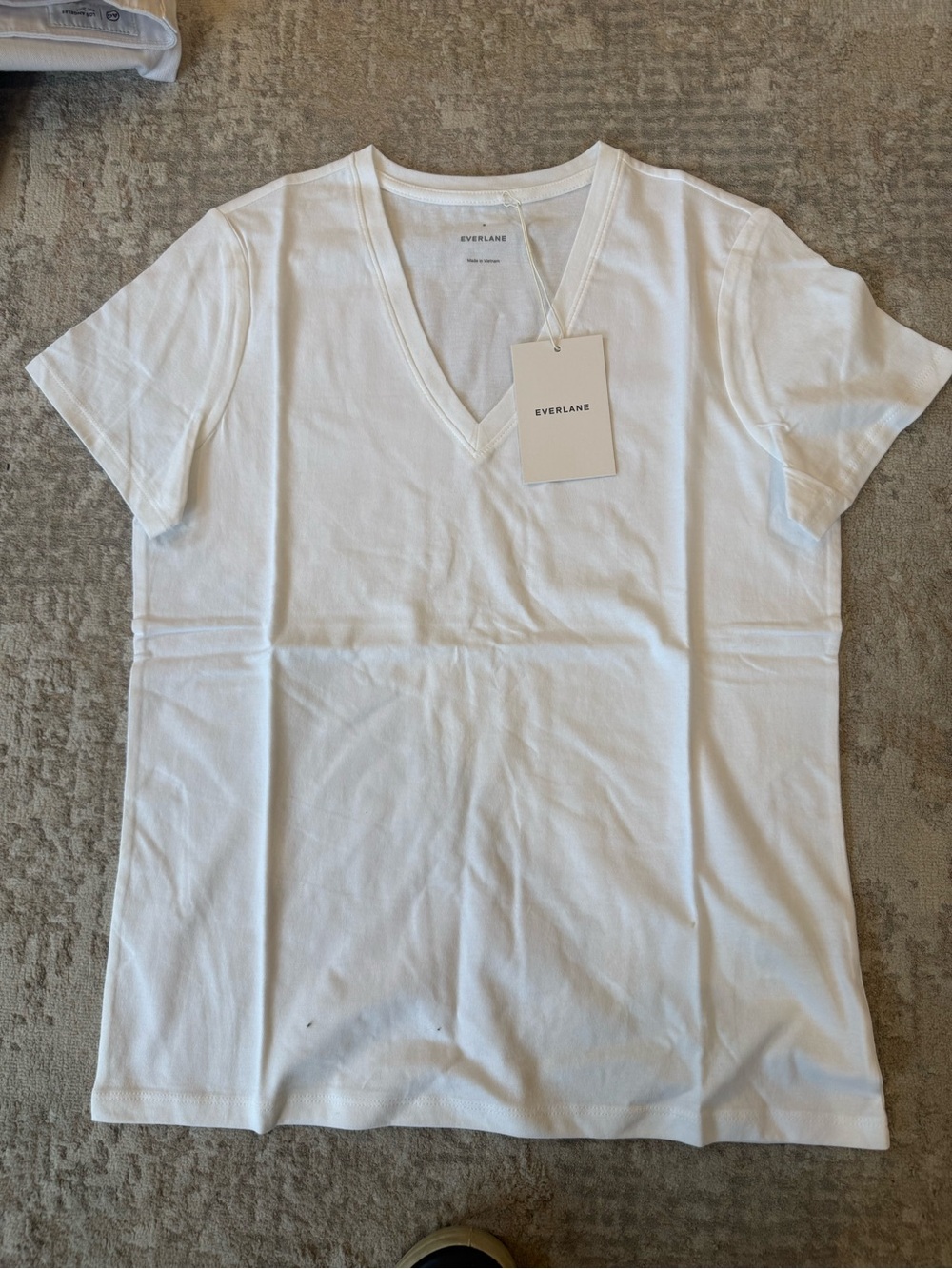 Everlane White V-Neck Cotton Tee